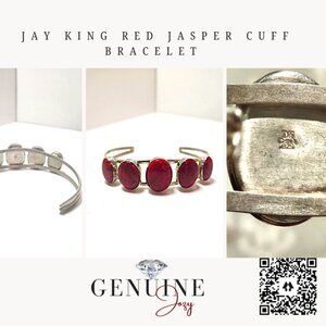 Jay King Signed Red Jasper Native Sterling Silver Cuff Bracelet